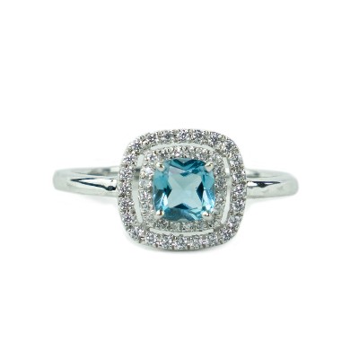 Maja-ring-hvid guld blå safir ring