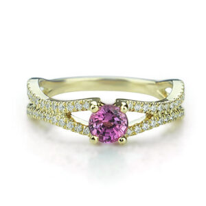 Marie-ring med lyserød sten-guld-safir